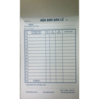 Combo 15 Quyển Hóa Đơn Bán Lẻ Combo 15 Quyển Hóa Đơn Bán Lẻ