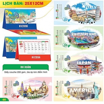 Lịch bàn chữ A 2027 chủ đề Du Xuân ( KT 12x25cm)